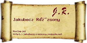 Jakubecz Rázsony névjegykártya